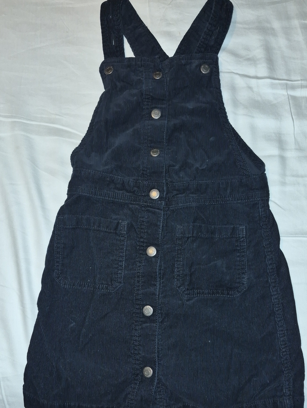 Old Navy Navy Corduroy Button-Front Pinafore Dress